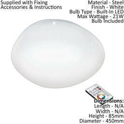 Loops 2 PACK Flush Ceiling Light White Shade White Plastic With Crystal Effect LED 21W - thumbnail 2