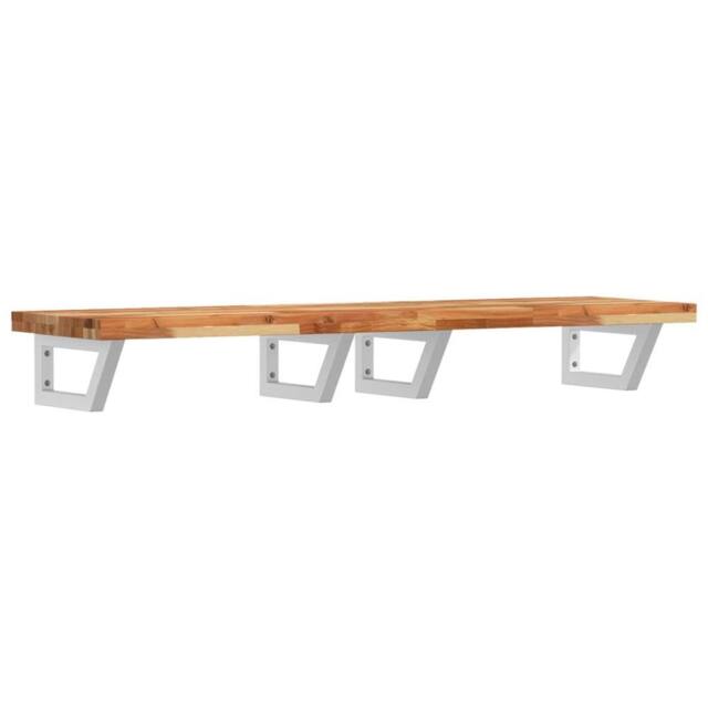 Berkfield Home Basin Shelf Wall Mounted Steel & Solid Wood Acacia in Brown - image 1