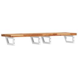 Berkfield Home Basin Shelf Wall Mounted Steel & Solid Wood Acacia in Brown - thumbnail 6