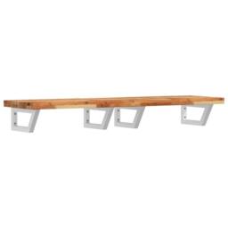 Berkfield Home Basin Shelf Wall Mounted Steel & Solid Wood Acacia in Brown - thumbnail 1