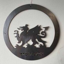 Poppyforge Welsh Dragon Welcome Wall Art, Large, Steel, W49.5 x H49.5 cm - BM/RtR in Black - thumbnail 2