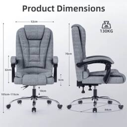 Nordara Grey Executive Office Swivel Chair Computer Desk Gaming Chair For Heavy - thumbnail 2