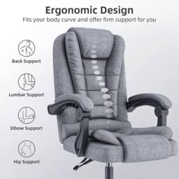 Nordara Grey Executive Office Swivel Chair Computer Desk Gaming Chair For Heavy - thumbnail 5