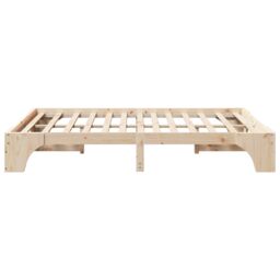Berkfield Home Bed Frame Natural Solid Pine wood 140 x 200 cm Durable in Brown - thumbnail 7