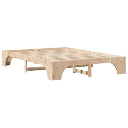 Berkfield Home Bed Frame Natural Solid Pine wood 140 x 200 cm Durable in Brown - thumbnail 8