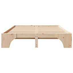 Berkfield Home Bed Frame Natural Solid Pine wood 140 x 200 cm Durable in Brown - thumbnail 6