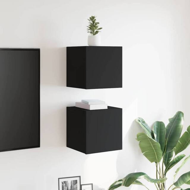 Berkfield Home Wall Mounted TV Cabinets 2 pcs Black 30.5x30x30 cm - image 1