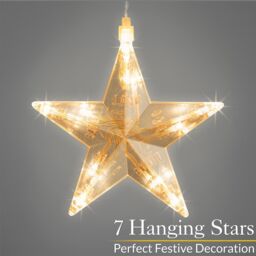 Christow Christmas Curtain Lights LED Star Window Decoration Battery Timer H90cm x W84cm in Cream - thumbnail 2