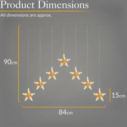 Christow Christmas Curtain Lights LED Star Window Decoration Battery Timer H90cm x W84cm in Cream - thumbnail 6