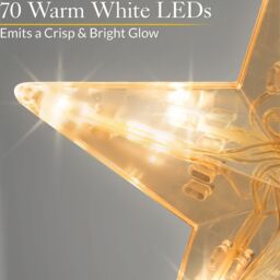Christow Christmas Curtain Lights LED Star Window Decoration Battery Timer H90cm x W84cm in Cream - thumbnail 3