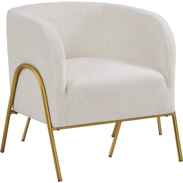 Havendro Contemporary Accent Armchair with Gold Legs in Cream