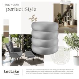 tectake Stool Altu - Padded Seat, Large Storage Space in Grey - thumbnail 8