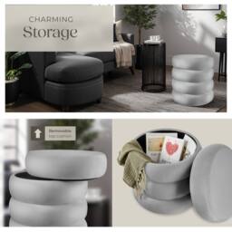 tectake Stool Altu - Padded Seat, Large Storage Space in Grey - thumbnail 5