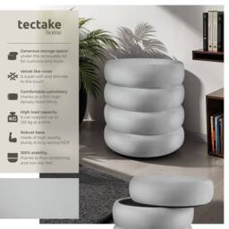 tectake Stool Altu - Padded Seat, Large Storage Space in Grey - thumbnail 2