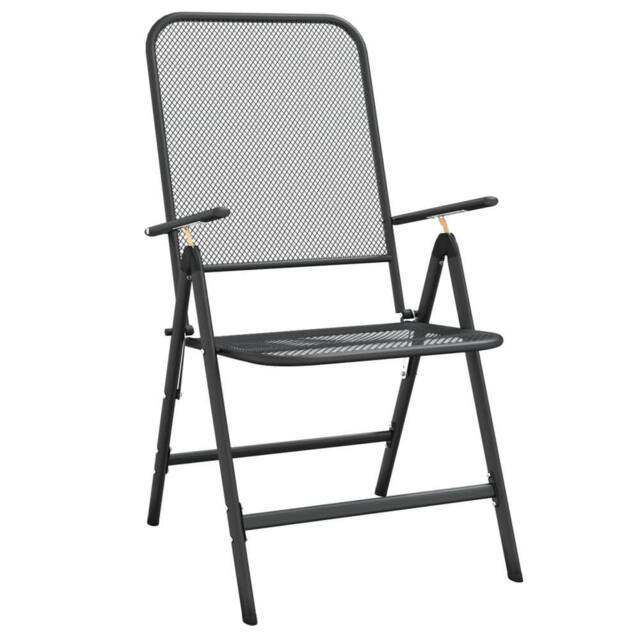 Berkfield Home Modern Folding Garden Chairs 2 pcs Expanded Metal Mesh Anthracite in Black - image 1