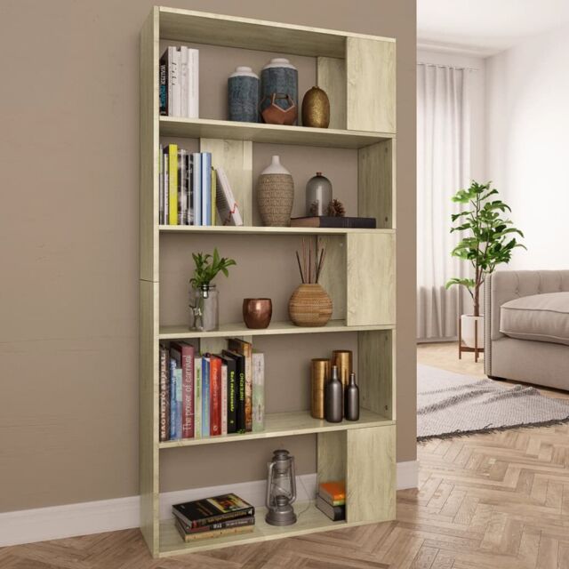 Berkfield Home Book Cabinet/Room Divider Sonoma Oak 80x24x159 cm Engineered Wood in Brown - Size: 80 x 24 x 159 cm - image 1