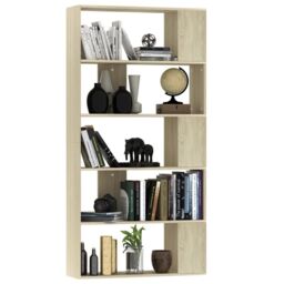 Berkfield Home Book Cabinet/Room Divider Sonoma Oak 80x24x159 cm Engineered Wood in Brown - Size: 80 x 24 x 159 cm - thumbnail 3