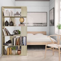Berkfield Home Book Cabinet/Room Divider Sonoma Oak 80x24x159 cm Engineered Wood in Brown - Size: 80 x 24 x 159 cm - thumbnail 4