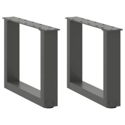 Berkfield Home Coffee Table Legs U-Shaped 2 pcs Anthracite 40x(30-31) cm Steel - thumbnail 1