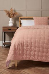 BHS Cross Stitch Quilted Bedspread in Pink - Size: Small - thumbnail 1