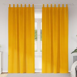 Berkfield Home Blackout Curtains with Hanging Loops 2 pcs Mustard Yellow Velvet