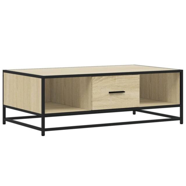 Berkfield Home Coffee Table Sonoma Oak 100x57x35 cm Engineered Wood & Metal in Light Beige - Size: 100 x 57 x 35 cm - image 1