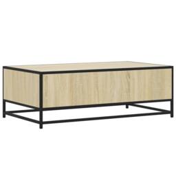 Berkfield Home Coffee Table Sonoma Oak 100x57x35 cm Engineered Wood & Metal in Light Beige - Size: 100 x 57 x 35 cm - thumbnail 7