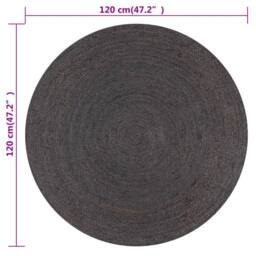 Berkfield Home Handmade Rug Jute Round 120 cm Dark Grey - Size: 100 cm diameter - thumbnail 6