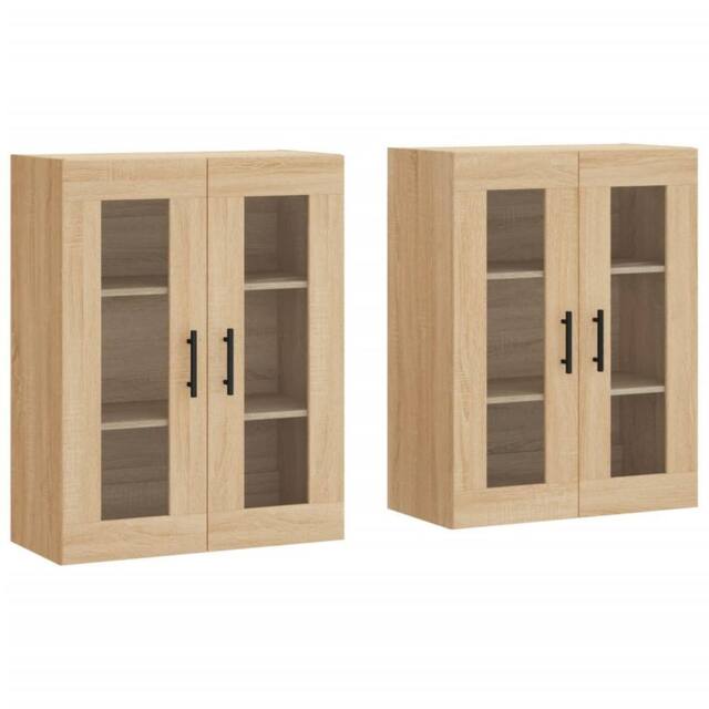 Berkfield Home Wall Mounted Cabinets 2 pcs Sonoma Oak Engineered Wood in Light Tan - image 1