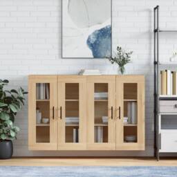 Berkfield Home Wall Mounted Cabinets 2 pcs Sonoma Oak Engineered Wood in Light Tan - thumbnail 2