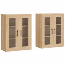 Berkfield Home Wall Mounted Cabinets 2 pcs Sonoma Oak Engineered Wood in Light Tan - thumbnail 1