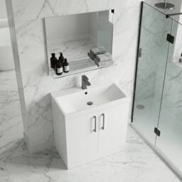 Balterley Bathroom Floor 2-Door Vanity Unit & Mid-Edge Basin, White, 800mm in White - thumbnail 4