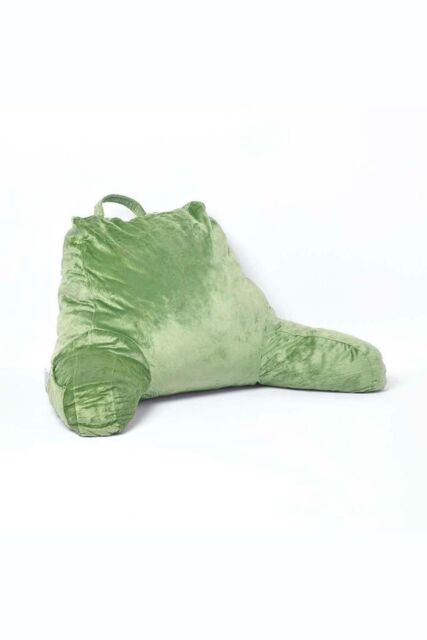 Homescapes Reading Pillow Memory Foam Filling & Velvet Cover, Large in Green - image 1