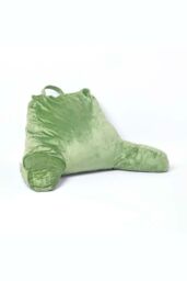 Homescapes Reading Pillow Memory Foam Filling & Velvet Cover, Large in Green - thumbnail 1