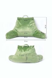 Homescapes Reading Pillow Memory Foam Filling & Velvet Cover, Large in Green - thumbnail 6