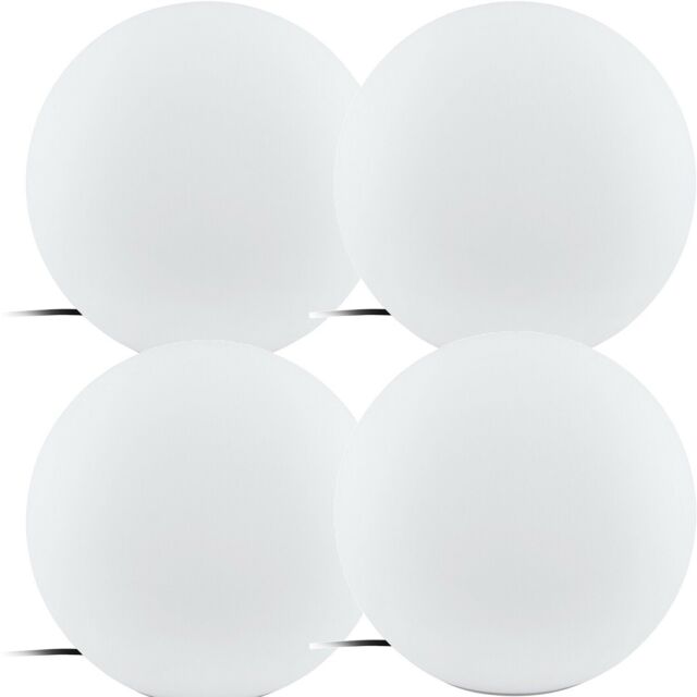 Loops 4 PACK IP65 Outdoor Garden Ball Light White Plastic 1x 40W E27 390mm Globe - image 1