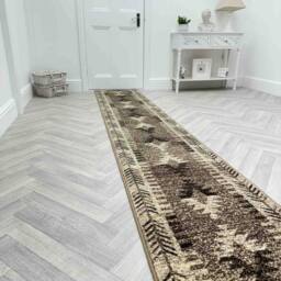 runrug Hallway Carpet Runner Rug - Soft & Comfy, 9mm - 'Native' in Brown - Size: 70 cm x 150 cm - thumbnail 3