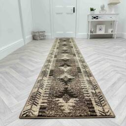 runrug Hallway Carpet Runner Rug - Soft & Comfy, 9mm - 'Native' in Brown - Size: 70 cm x 150 cm - thumbnail 4
