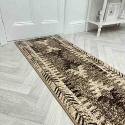 runrug Hallway Carpet Runner Rug - Soft & Comfy, 9mm - 'Native' in Brown - Size: 70 cm x 150 cm - thumbnail 1