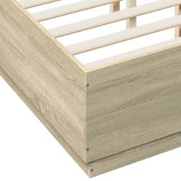 Berkfield Home Durable Bed Frame with LED without Mattress Sonoma Oak 120x190 cm in Light Tan - Size: Small Double - thumbnail 9