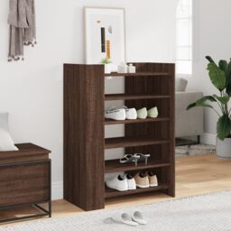 Berkfield Home Shoe Cabinet Brown Oak 74.5x37.5x100 cm Engineered Wood - thumbnail 1