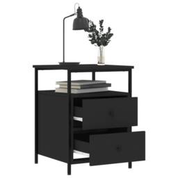 Berkfield Home Durable Bedside Cabinets 2 pcs Black 44x45x60 cm Engineered Wood - Size: 44 x 45 x 60 cm - thumbnail 4