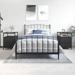 Berkfield Home Durable Bedside Cabinets 2 pcs Black 44x45x60 cm Engineered Wood - Size: 44 x 45 x 60 cm - thumbnail 2
