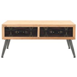 Berkfield Home Coffee Table Solid Fir Wood 115x55x50 cm in Brown - Size: 115 x 55 x 50 cm - thumbnail 2