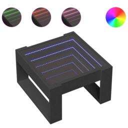 Berkfield Home Coffee Table with Infinity LED Black 50x53x30 cm - Size: 50 x 53 x 30 cm - thumbnail 1
