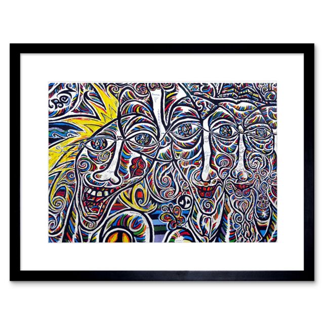 "Artery8 Wall Art Print Graffiti Psychedelic Colourful Faces Framed in Black - Size: W7"" x H9""" - image 1