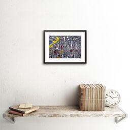 "Artery8 Wall Art Print Graffiti Psychedelic Colourful Faces Framed in Black - Size: W7"" x H9""" - thumbnail 2