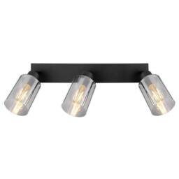 Netlighting Hadera Ceiling Spotlight Bar Matt Black Smoke Glass Shade 3x E27 - thumbnail 4