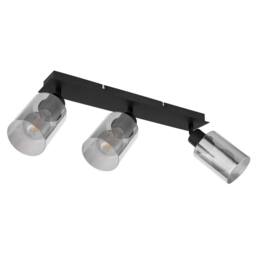 Netlighting Hadera Ceiling Spotlight Bar Matt Black Smoke Glass Shade 3x E27 - thumbnail 2
