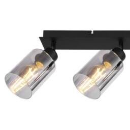 Netlighting Hadera Ceiling Spotlight Bar Matt Black Smoke Glass Shade 3x E27 - thumbnail 5